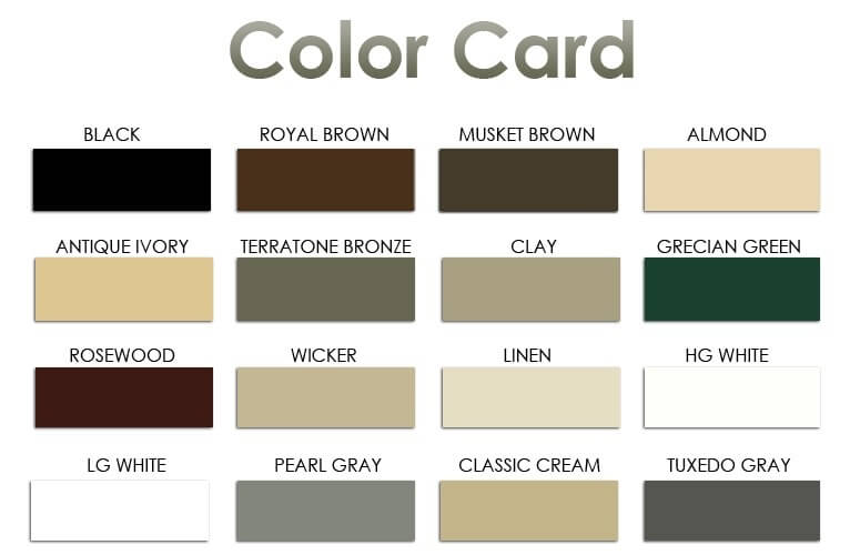 Color Card for Siding Lynch Aluminum